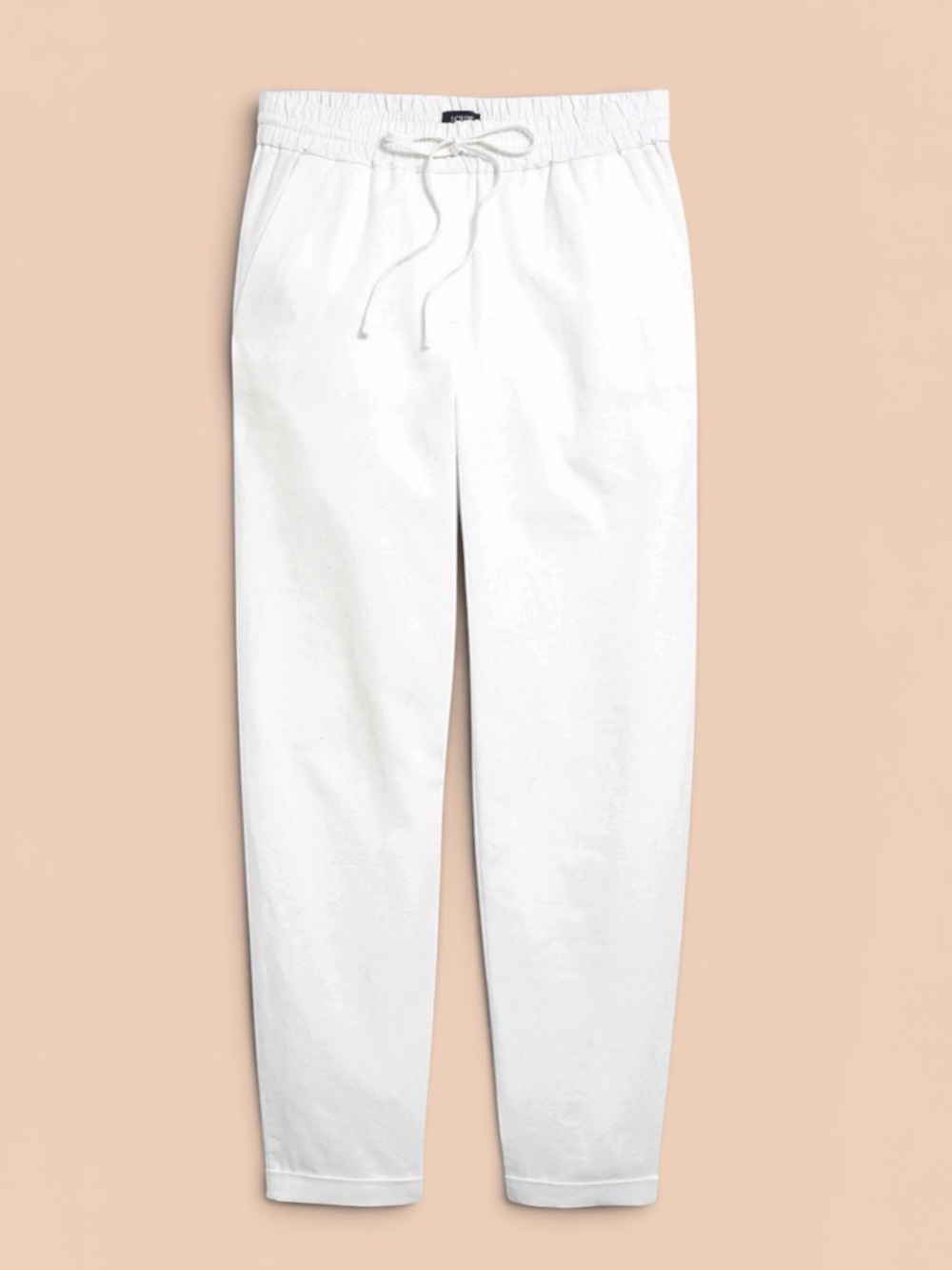 NEW J. Crew Linen Cotton Drawstring Cuffed Pants in White Women’s Size 0